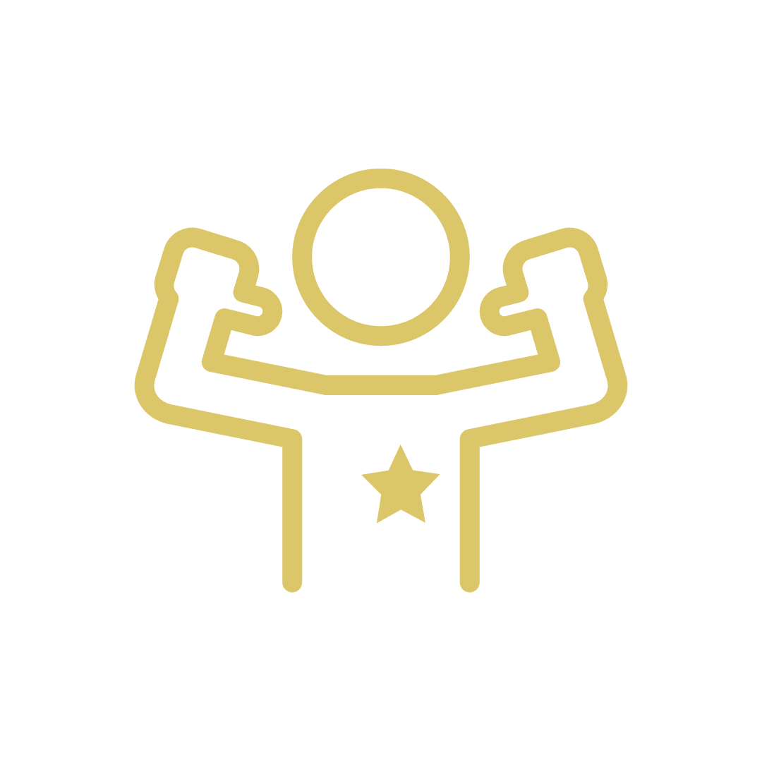 A man raising his arms in celebration