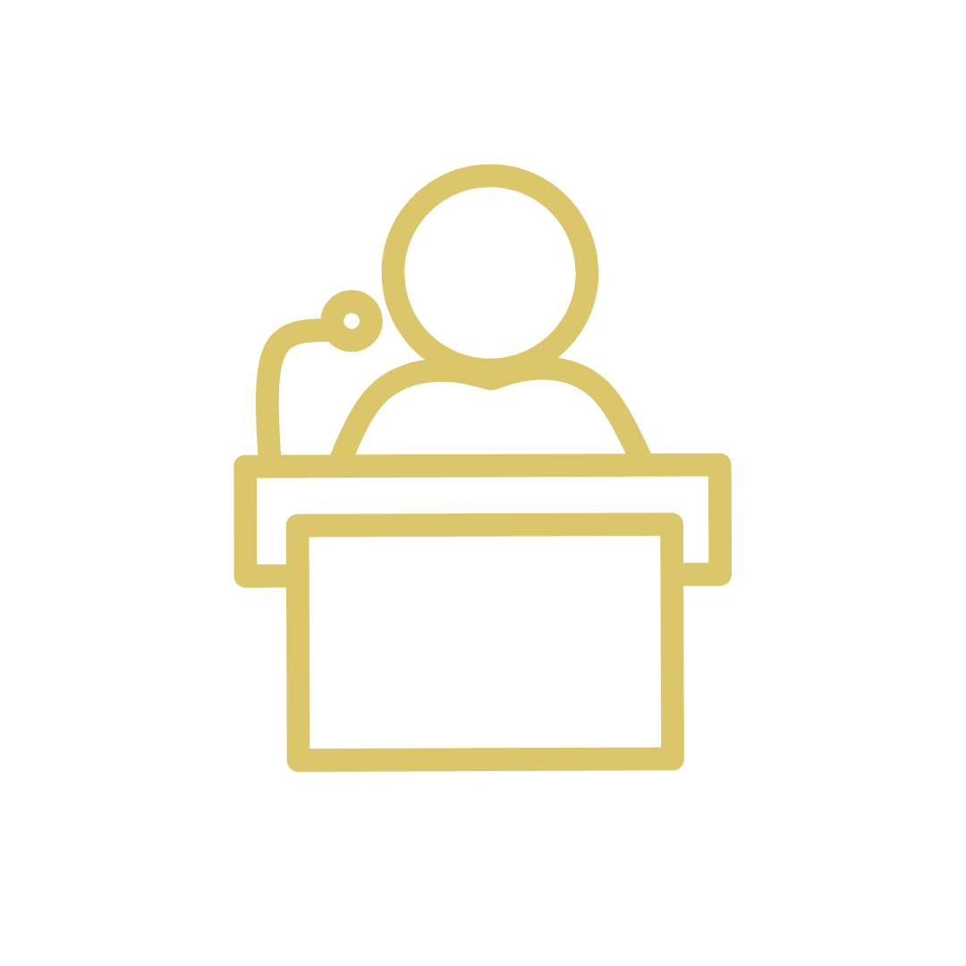 A speaker at a podium