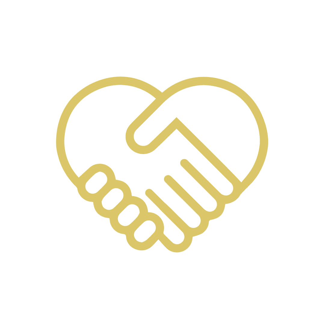 Heart-shaped handshake icon